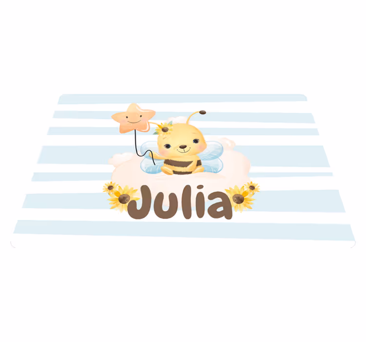 Tapis vinyle animal abeille mignonne avec prénom - TenStickers