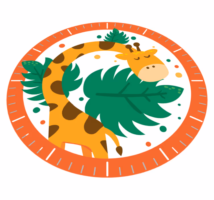 Tapis vinyle animal horloge enfant girafe - TenStickers