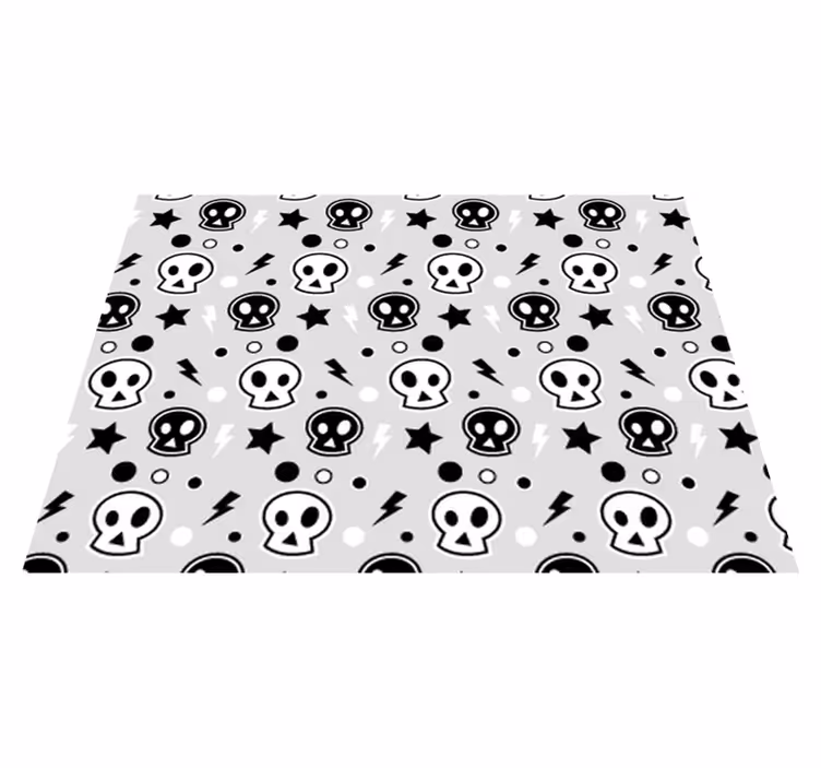 Tapis vinyle halloween crânes gris et blancs - TenStickers
