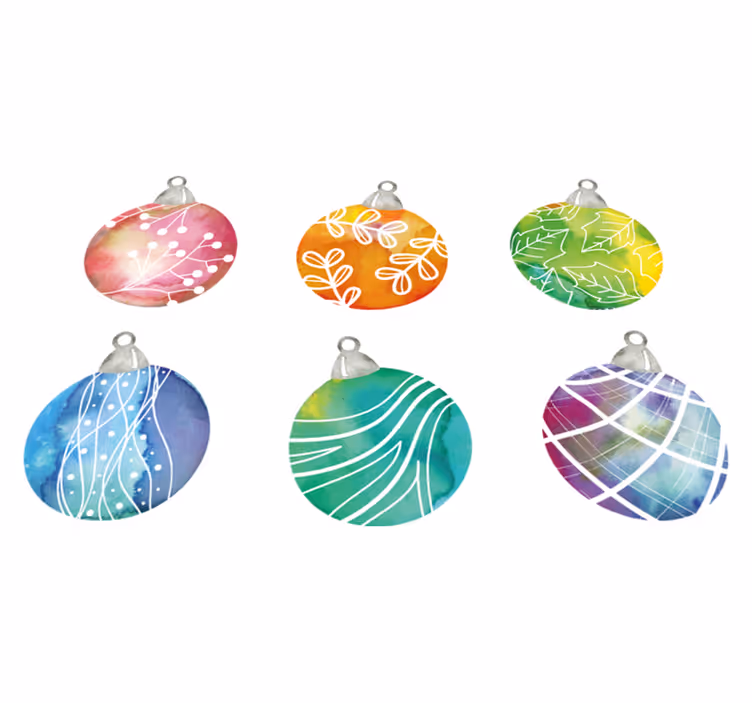 Tapis vinyle noël boules de noël aquarelle - TenStickers