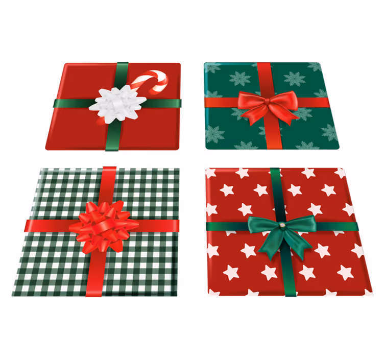Tapis vinyle noël paquets de cadeaux carreaux - TenStickers