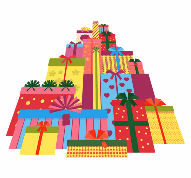 Tapis vinyle noël grande pile de cadeaux - TenStickers