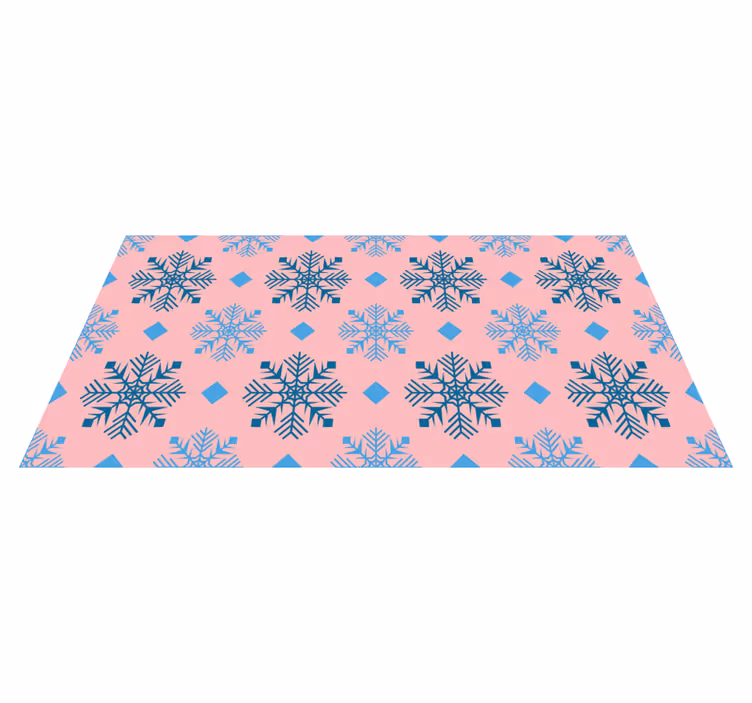 Tapis vinyle noël motif flocons roses et bleus - TenStickers