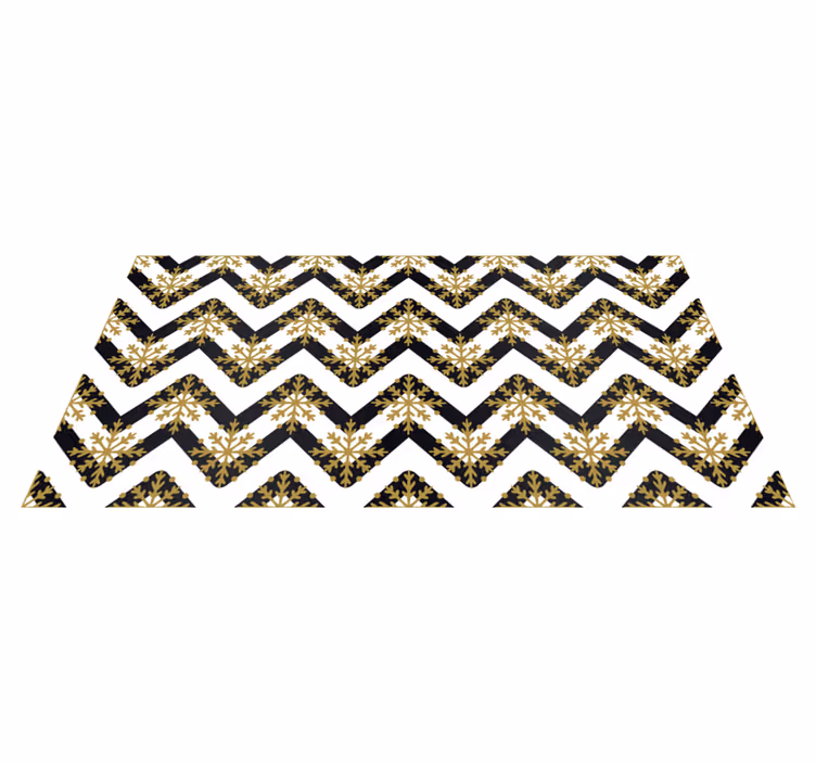 Tapis vinyle noël flocons dorés sur rayures zig zag - TenStickers