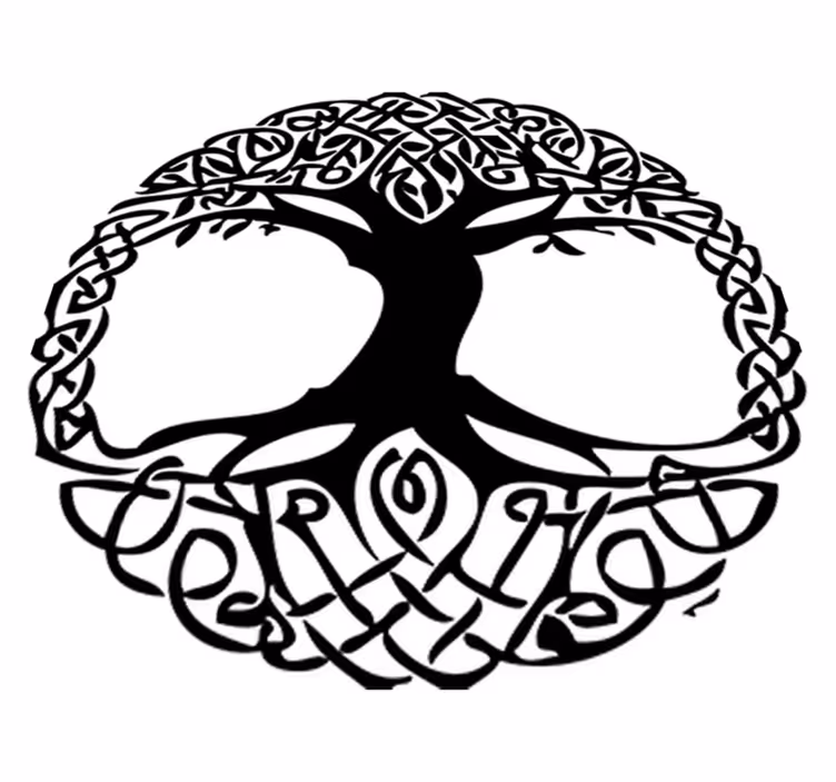 Tapis vinyle fleurs et plantes arbre noir celta - TenStickers
