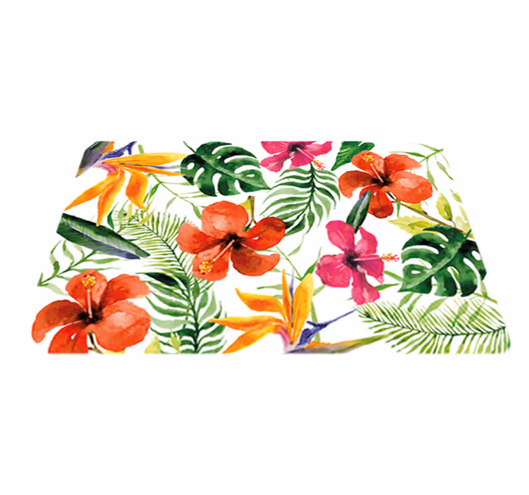 Tapis vinyle fleurs et plantes monstera coloré - TenStickers