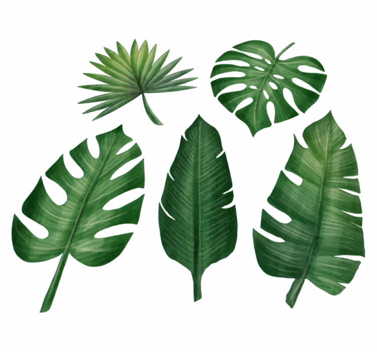 Tapis vinyle fleurs et plantes feuilles tropicales réalistes - TenStickers