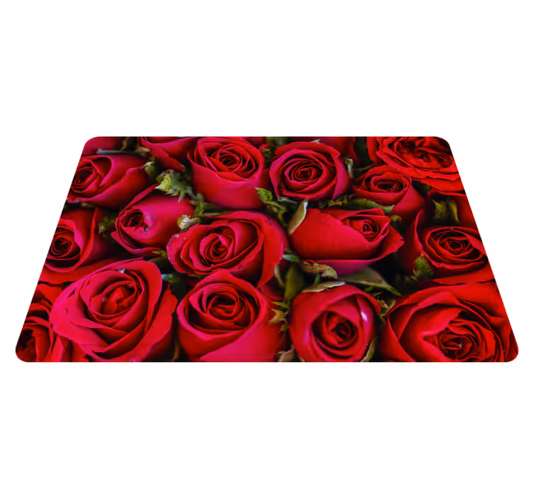 Tapis vinyle fleurs et plantes style floral rouge - TenStickers