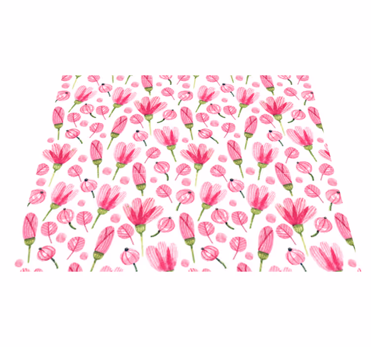 Tapis vinyle fleurs et plantes aquarelle rose - TenStickers
