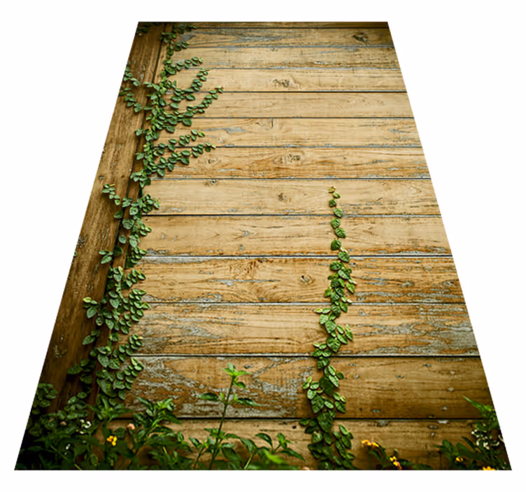Tapis vinyle fleurs et plantes vignes sur bois - TenStickers