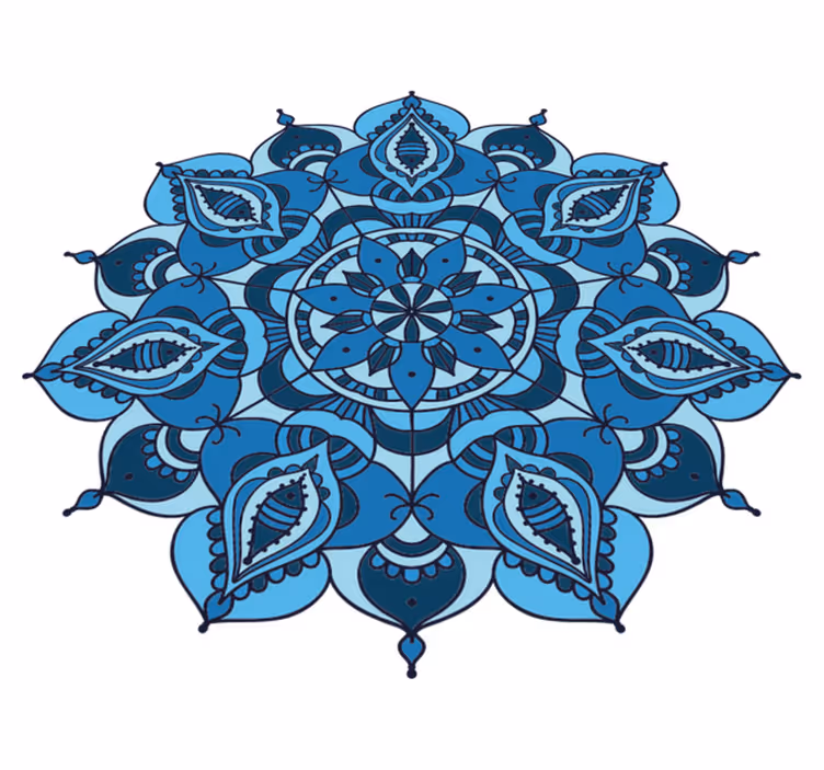 Tapis vinyle fleurs et plantes mandala bleu lotus - TenStickers