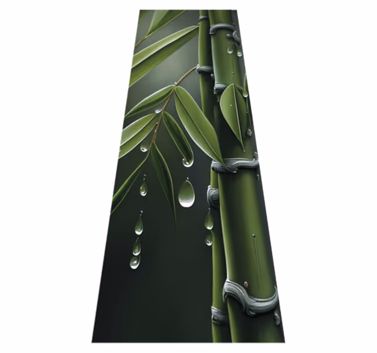 Tapis vinyle fleurs et plantes bambou avec gouttes - TenStickers
