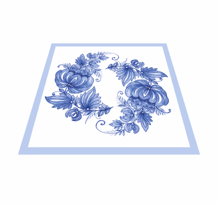 Tapis vinyle fleurs et plantes design floral bleu - TenStickers