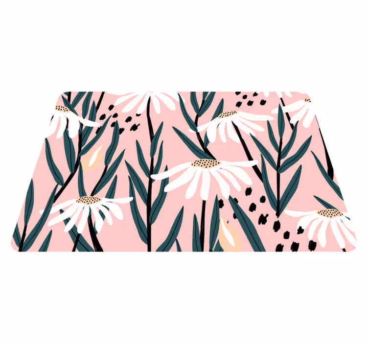 Tapis vinyle fleurs et plantes fleurs marguerites fond rose - TenStickers