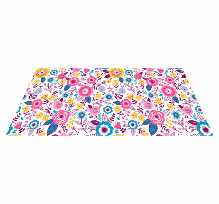 Tapis vinyle fleurs et plantes roses kallax - TenStickers