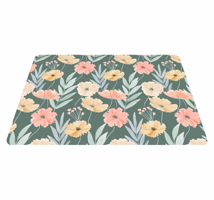 Tapis vinyle fleurs et plantes motif floral aquarelle - TenStickers