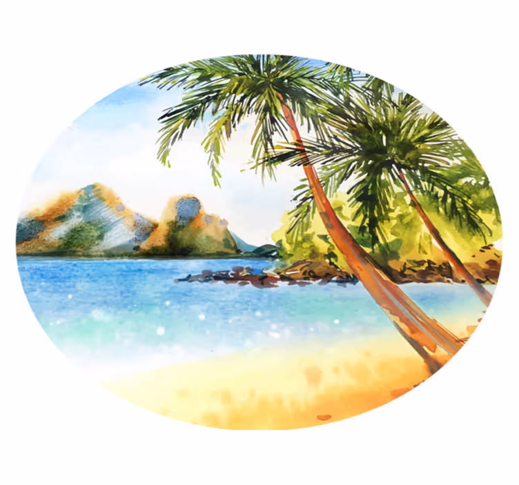 Tapis vinyle fleurs et plantes palmiers aquarelle - TenStickers