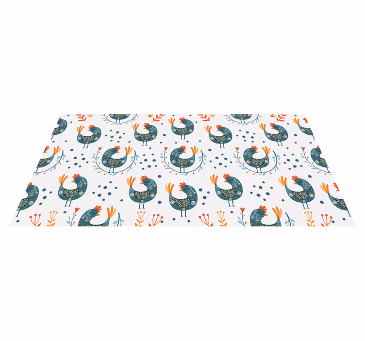 Tapis vinyle fleurs et plantes poules et fleurs - TenStickers