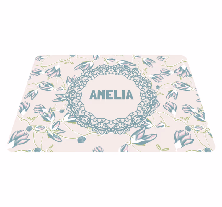 Tapis vinyle fleurs et plantes feuilles et nom - TenStickers