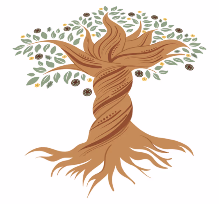Tapis vinyle fleurs et plantes arbre de vie torsadé - TenStickers