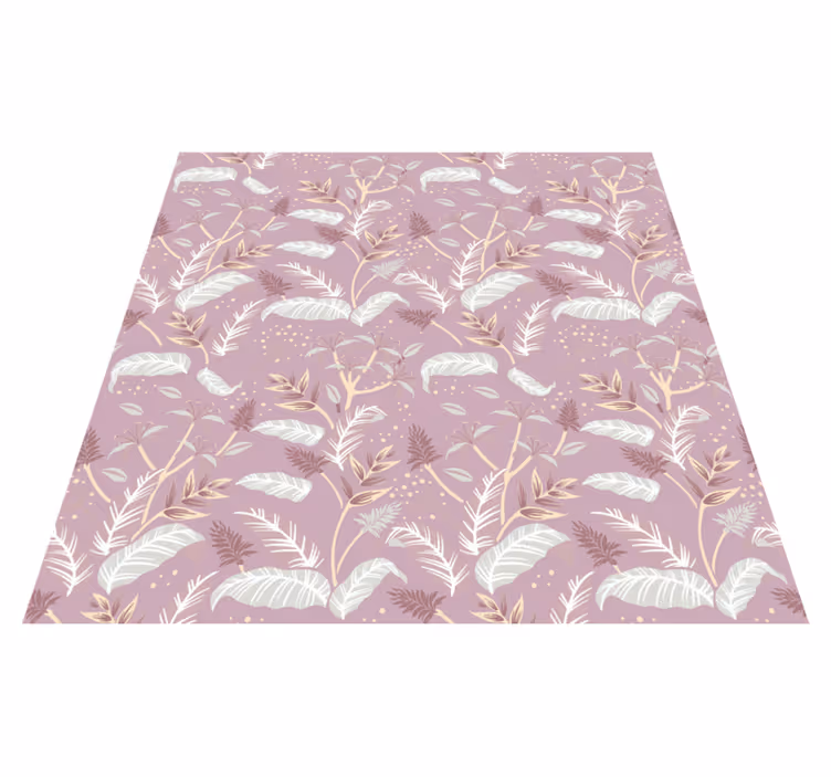 Tapis vinyle fleurs et plantes feuilles tropicales roses - TenStickers