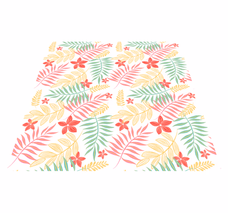 Tapis vinyle fleurs et plantes design feuilles néon - TenStickers