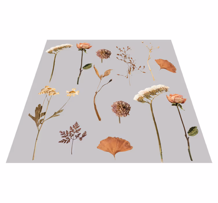 Tapis vinyle fleurs et plantes motifs feuilles sèches - TenStickers