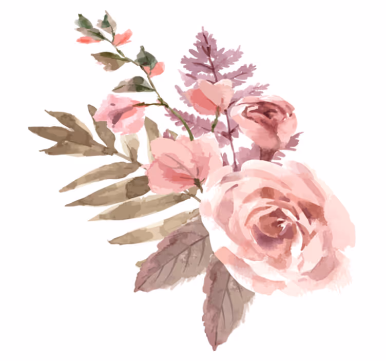 Tapis vinyle fleurs et plantes aquarelle - TenStickers