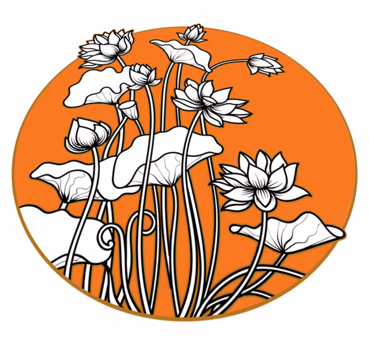 Tapis vinyle fleurs et plantes illustration lotus japonais - TenStickers