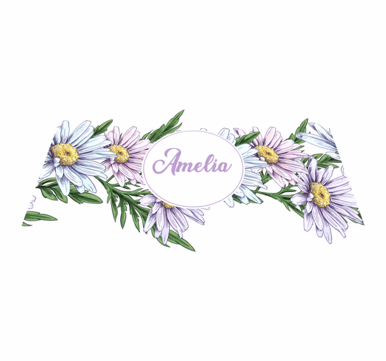 Tapis vinyle fleurs et plantes design marguerite avec nom - TenStickers