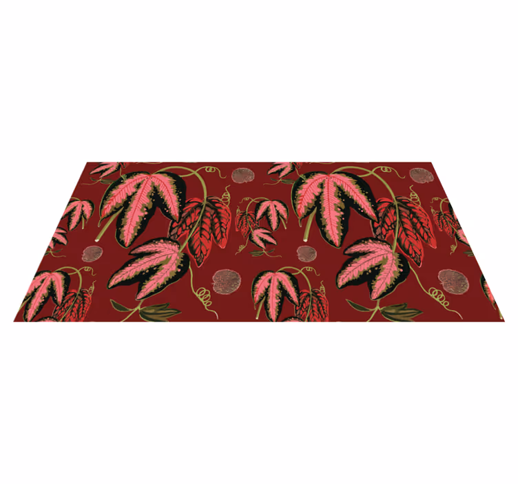 Tapis vinyle fleurs et plantes couleurs chaudes rouges - TenStickers