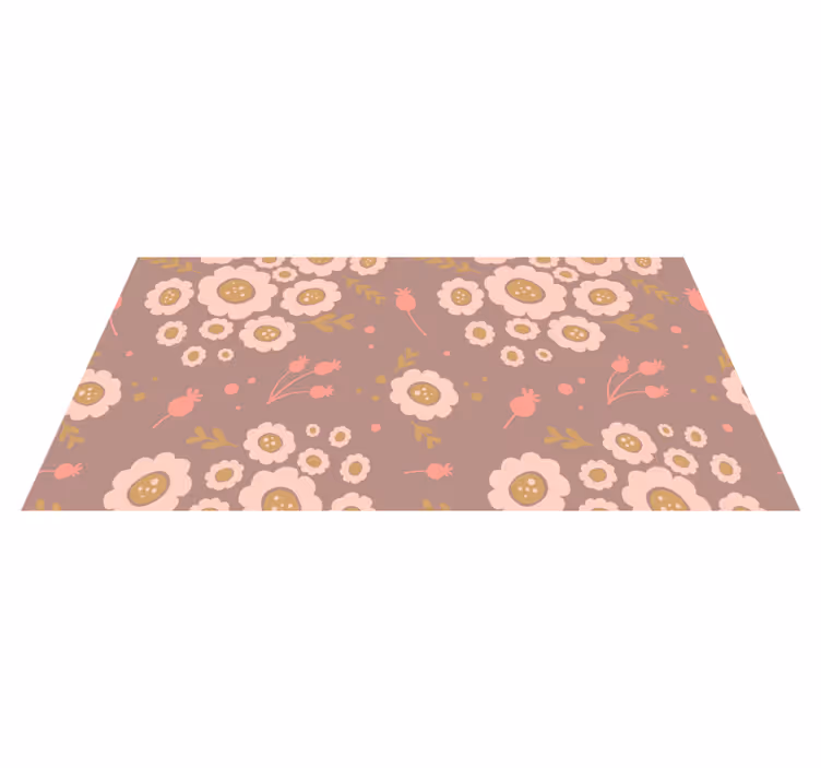 Tapis vinyle fleurs et plantes motif art populaire pastel - TenStickers