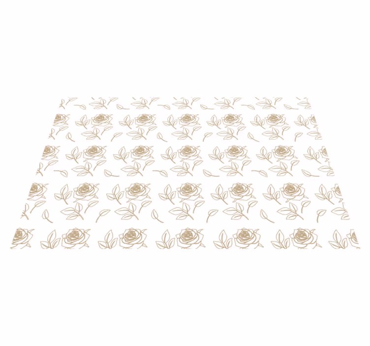 Tapis vinyle fleurs et plantes motif rose beige - TenStickers