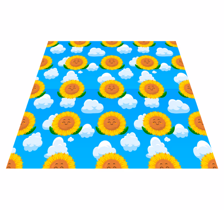 Tapis vinyle fleurs et plantes fleur jaune souriante ciel - TenStickers