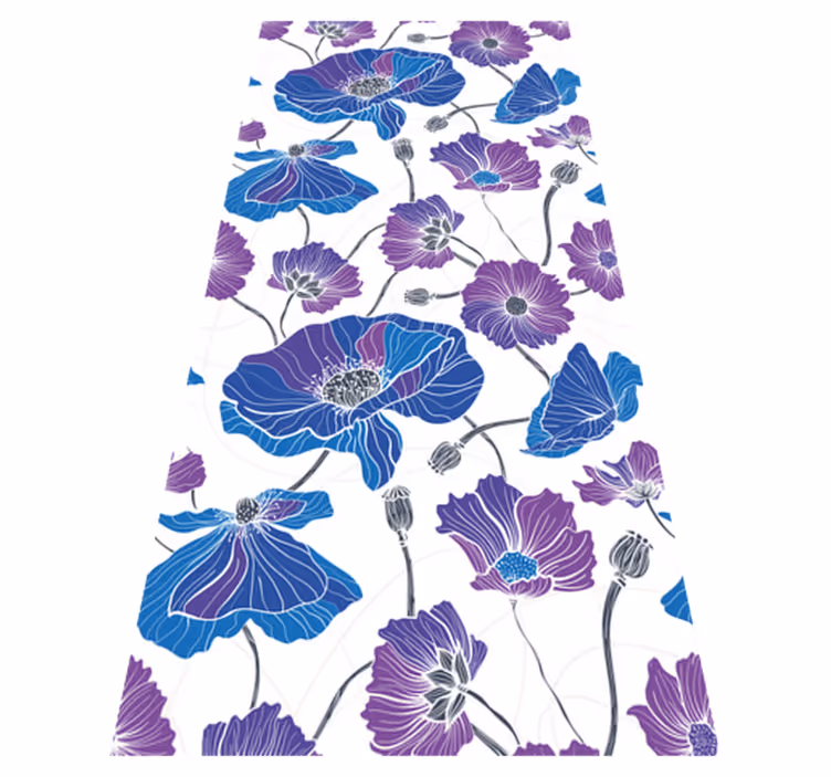 Tapis vinyle fleurs et plantes bleues et violettes - TenStickers