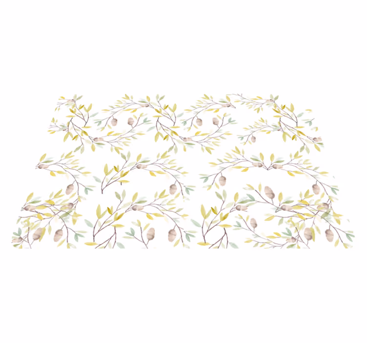 Tapis vinyle fleurs et plantes motif aquarelle feuilles - TenStickers