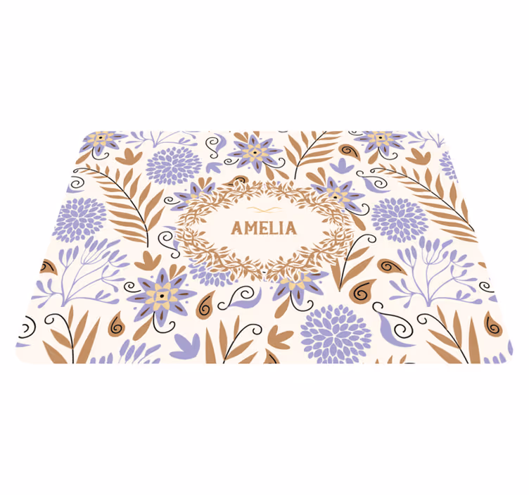 Tapis vinyle fleurs et plantes motif vintage peint à la main - TenStickers
