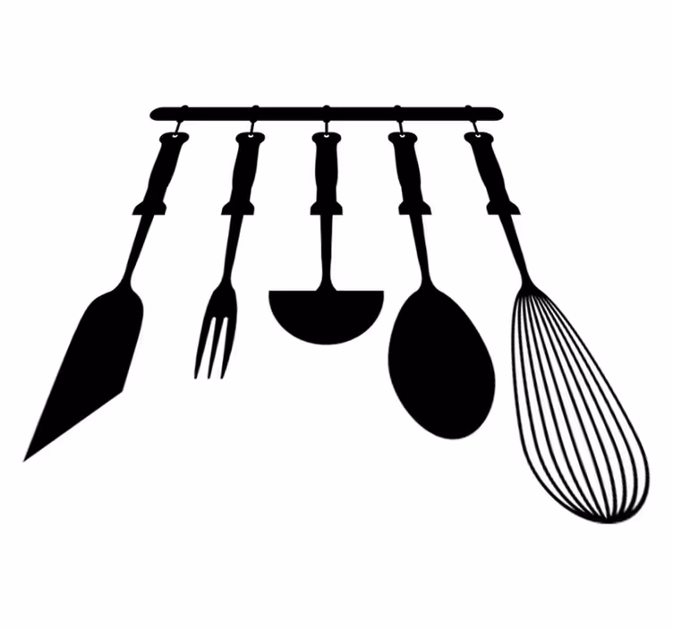 Tapis vinyle cuisine ustensiles de cuisine suspendus - TenStickers
