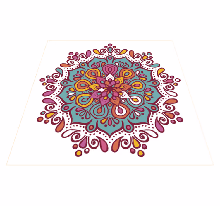 Tapis vinyle cuisine mandala coloré en carreaux - TenStickers