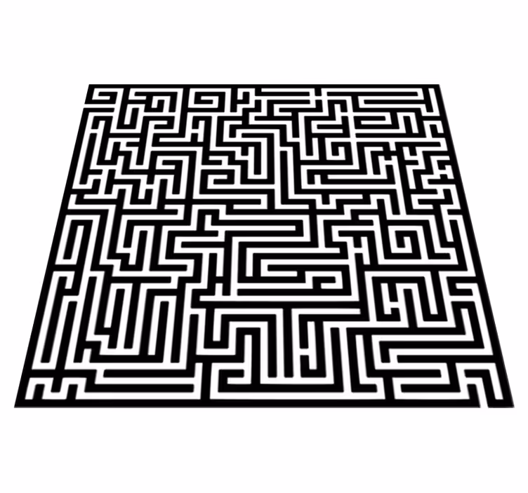 Tapis vinyle salle a manger labyrinthe noir et blanc - TenStickers