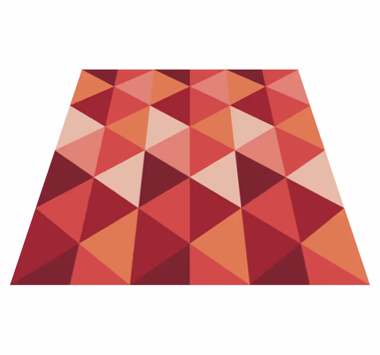 Tapis vinyle salle a manger triangles rouges et roses - TenStickers