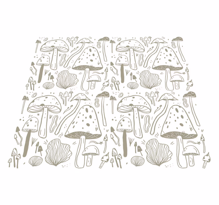 Tapis vinyle salle a manger motif champignons beige - TenStickers