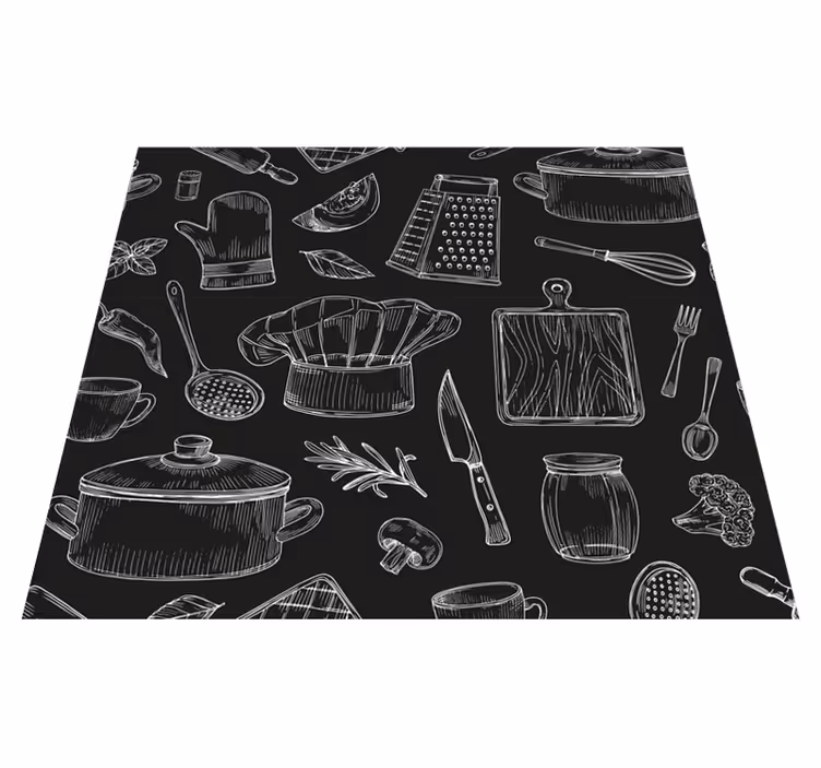 Tapis vinyle cuisine couverts élégants - TenStickers