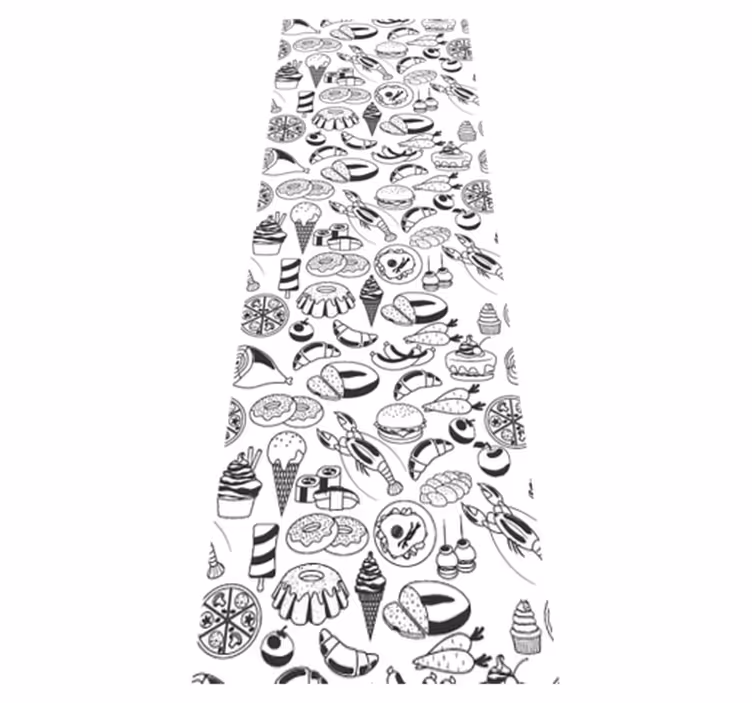 Tapis vinyle cuisine motifs de nourriture dessinés - TenStickers
