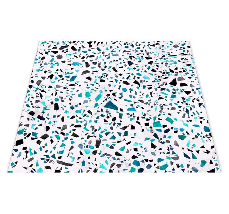 Tapis vinyle cuisine carreaux marbre bleu - TenStickers