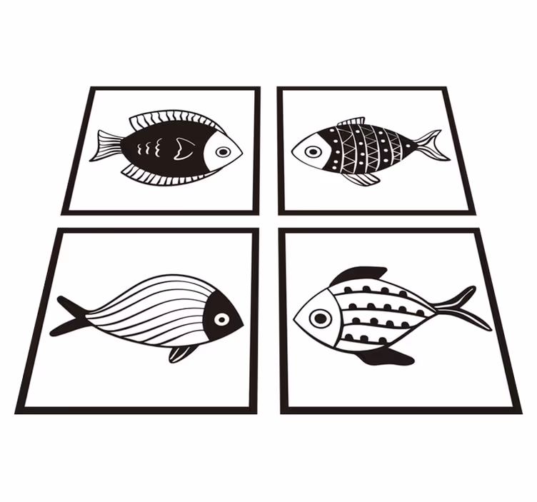 Tapis vinyle salle de bain motif poissons élégant - TenStickers