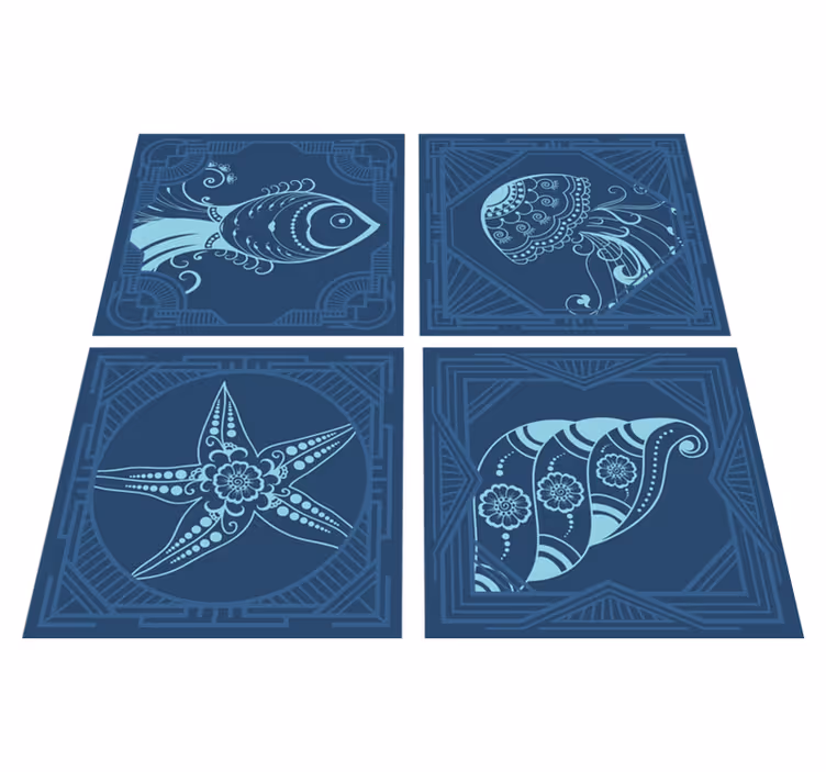 Tapis vinyle salle de bain motifs marins décoratifs - TenStickers