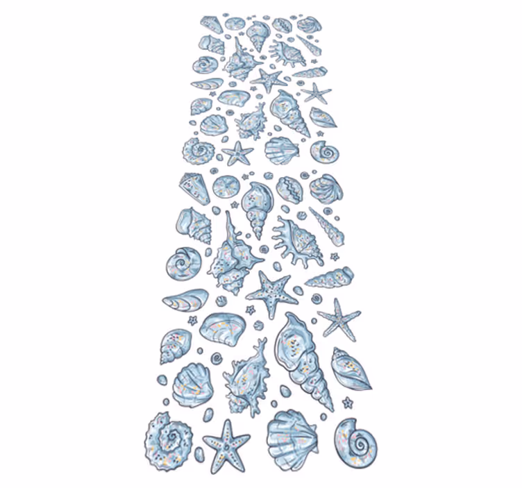 Tapis vinyle salle de bain croquis de coquillages - TenStickers