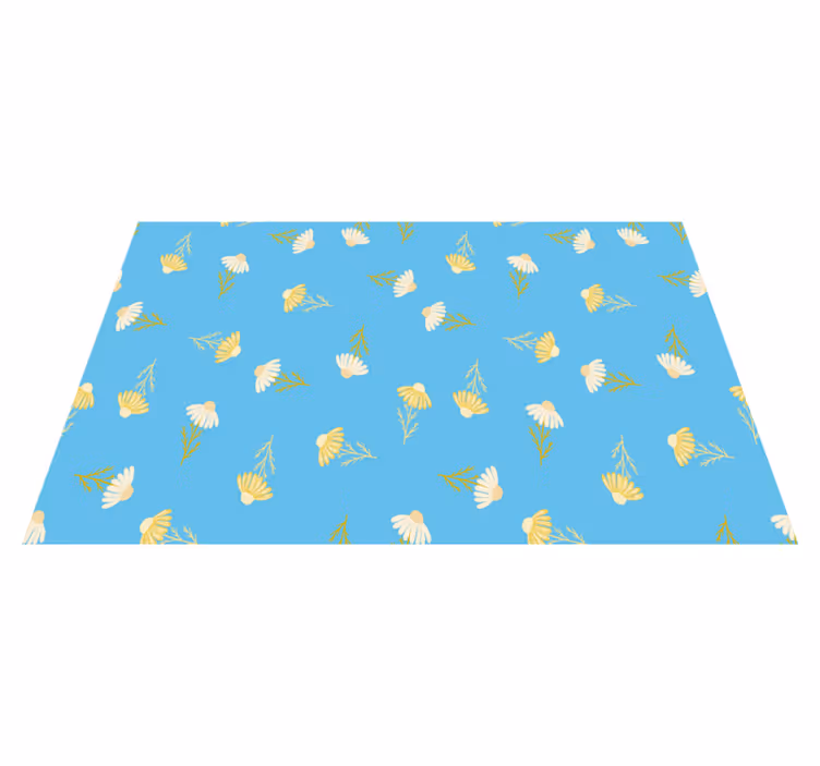 Tapis vinyle fleurs et plantes motif marguerites bleu - TenStickers