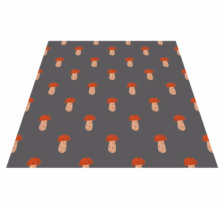 Tapis vinyle fleurs et plantes champignons gris - TenStickers